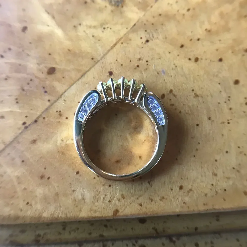 Natural Sava Sphene Sterling Silver 18k Gold Vermeil Ring Size 7